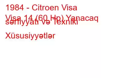 1984 - Citroen Visa
Visa 14 (60 Hp) Yanacaq sərfiyyatı və Texniki Xüsusiyyətlər