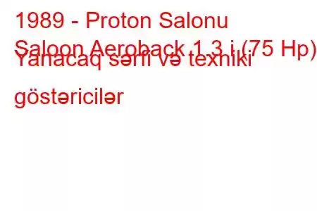 1989 - Proton Salonu
Saloon Aeroback 1.3 i (75 Hp) Yanacaq sərfi və texniki göstəricilər