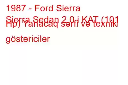 1987 - Ford Sierra
Sierra Sedan 2.0 i KAT (101 Hp) Yanacaq sərfi və texniki göstəricilər