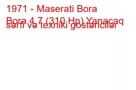 1971 - Maserati Bora
Bora 4.7 (310 Hp) Yanacaq sərfi və texniki göstəricilər