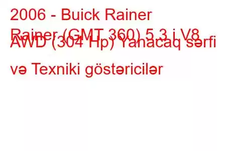 2006 - Buick Rainer
Rainer (GMT 360) 5.3 i V8 AWD (304 Hp) Yanacaq sərfi və Texniki göstəricilər