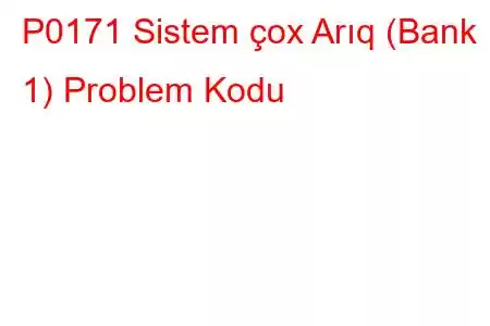 P0171 Sistem çox Arıq (Bank 1) Problem Kodu