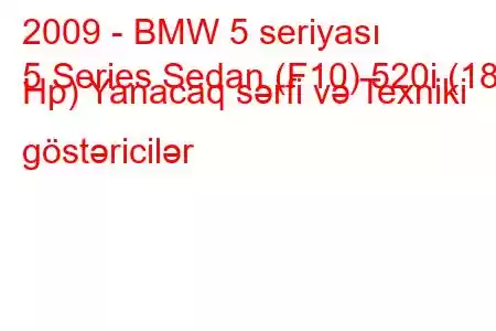 2009 - BMW 5 seriyası
5 Series Sedan (F10) 520i (184 Hp) Yanacaq sərfi və Texniki göstəricilər