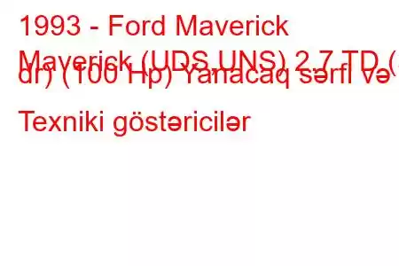 1993 - Ford Maverick
Maverick (UDS,UNS) 2.7 TD (3 dr) (100 Hp) Yanacaq sərfi və Texniki göstəricilər