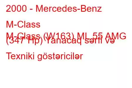 2000 - Mercedes-Benz M-Class
M-Class (W163) ML 55 AMG (347 Hp) Yanacaq sərfi və Texniki göstəricilər