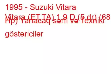 1995 - Suzuki Vitara
Vitara (ET,TA) 1.9 D (5 dr) (68 Hp) Yanacaq sərfi və Texniki göstəricilər