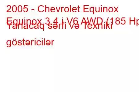 2005 - Chevrolet Equinox
Equinox 3.4 i V6 AWD (185 Hp) Yanacaq sərfi və Texniki göstəricilər