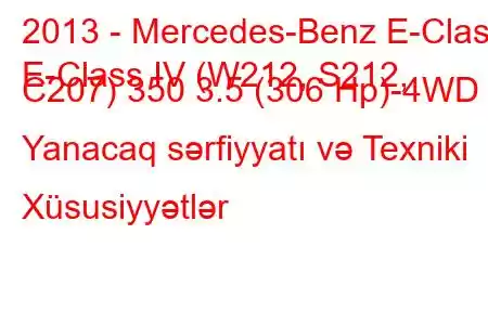 2013 - Mercedes-Benz E-Class
E-Class IV (W212, S212, C207) 350 3.5 (306 Hp)-4WD Yanacaq sərfiyyatı və Texniki Xüsusiyyətlər