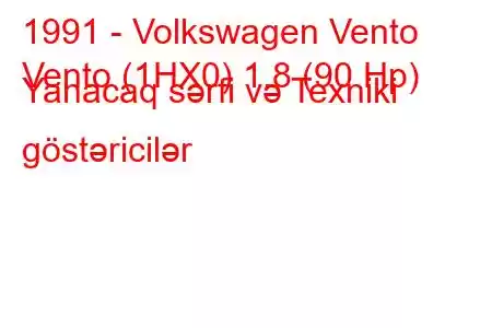 1991 - Volkswagen Vento
Vento (1HX0) 1.8 (90 Hp) Yanacaq sərfi və Texniki göstəricilər