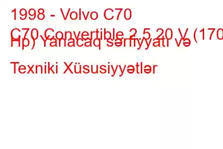 1998 - Volvo C70
C70 Convertible 2.5 20 V (170 Hp) Yanacaq sərfiyyatı və Texniki Xüsusiyyətlər