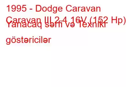 1995 - Dodge Caravan
Caravan III 2.4 16V (152 Hp) Yanacaq sərfi və Texniki göstəricilər