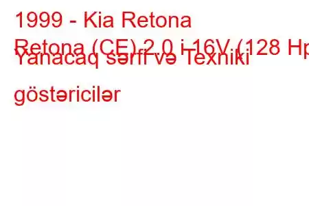 1999 - Kia Retona
Retona (CE) 2.0 i 16V (128 Hp) Yanacaq sərfi və Texniki göstəricilər