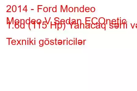 2014 - Ford Mondeo
Mondeo V Sedan ECOnetic 1.6d (115 Hp) Yanacaq sərfi və Texniki göstəricilər