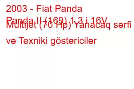 2003 - Fiat Panda
Panda II (169) 1.3 i 16V Multijet (70 Hp) Yanacaq sərfi və Texniki göstəricilər