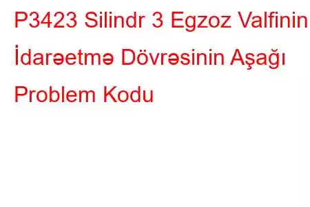 P3423 Silindr 3 Egzoz Valfinin İdarəetmə Dövrəsinin Aşağı Problem Kodu