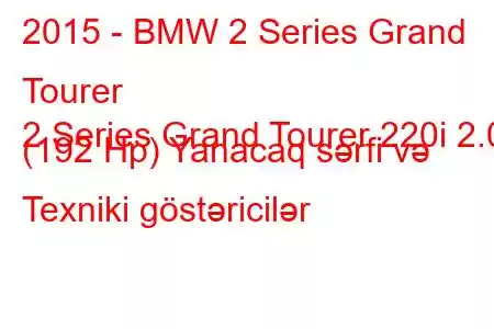 2015 - BMW 2 Series Grand Tourer
2 Series Grand Tourer 220i 2.0 (192 Hp) Yanacaq sərfi və Texniki göstəricilər