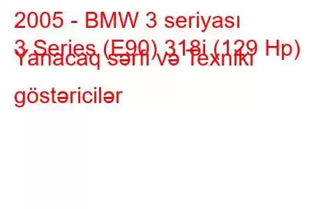 2005 - BMW 3 seriyası
3 Series (E90) 318i (129 Hp) Yanacaq sərfi və Texniki göstəricilər