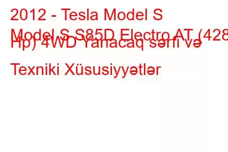 2012 - Tesla Model S
Model S S85D Electro AT (428 Hp) 4WD Yanacaq sərfi və Texniki Xüsusiyyətlər