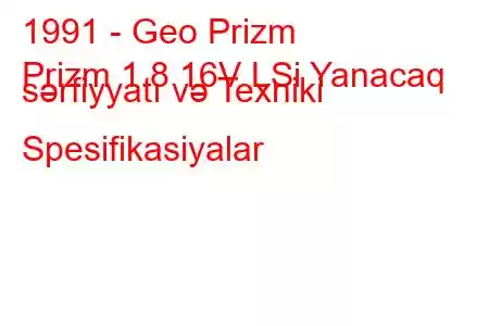 1991 - Geo Prizm
Prizm 1.8 16V LSi Yanacaq sərfiyyatı və Texniki Spesifikasiyalar