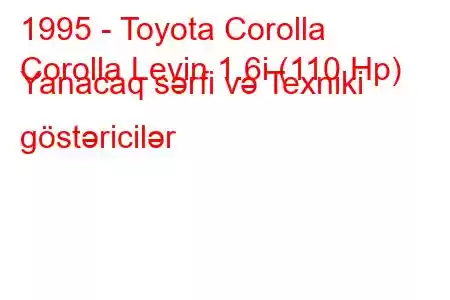 1995 - Toyota Corolla
Corolla Levin 1.6i (110 Hp) Yanacaq sərfi və Texniki göstəricilər