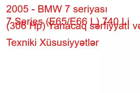 2005 - BMW 7 seriyası
7 Series (E65/E66 L) 740 Li (306 Hp) Yanacaq sərfiyyatı və Texniki Xüsusiyyətlər