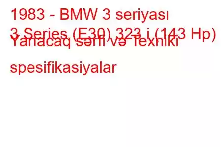 1983 - BMW 3 seriyası
3 Series (E30) 323 i (143 Hp) Yanacaq sərfi və Texniki spesifikasiyalar