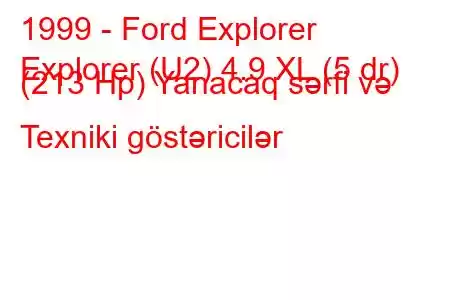 1999 - Ford Explorer
Explorer (U2) 4.9 XL (5 dr) (213 Hp) Yanacaq sərfi və Texniki göstəricilər