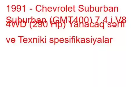 1991 - Chevrolet Suburban
Suburban (GMT400) 7.4 i V8 4WD (290 Hp) Yanacaq sərfi və Texniki spesifikasiyalar