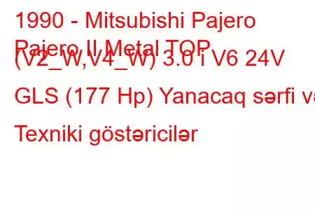 1990 - Mitsubishi Pajero
Pajero II Metal TOP (V2_W,V4_W) 3.0 i V6 24V GLS (177 Hp) Yanacaq sərfi və Texniki göstəricilər