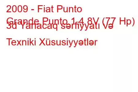 2009 - Fiat Punto
Grande Punto 1.4 8V (77 Hp) 3d Yanacaq sərfiyyatı və Texniki Xüsusiyyətlər