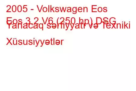 2005 - Volkswagen Eos
Eos 3.2 V6 (250 hp) DSG Yanacaq sərfiyyatı və Texniki Xüsusiyyətlər