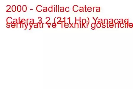 2000 - Cadillac Catera
Catera 3.2 (211 Hp) Yanacaq sərfiyyatı və Texniki göstəricilər