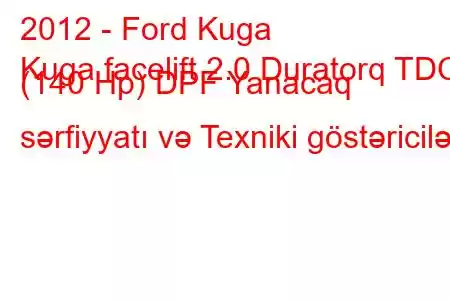 2012 - Ford Kuga
Kuga facelift 2.0 Duratorq TDCi (140 Hp) DPF Yanacaq sərfiyyatı və Texniki göstəricilər