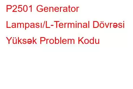 P2501 Generator Lampası/L-Terminal Dövrəsi Yüksək Problem Kodu