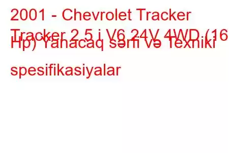 2001 - Chevrolet Tracker
Tracker 2.5 i V6 24V 4WD (167 Hp) Yanacaq sərfi və Texniki spesifikasiyalar