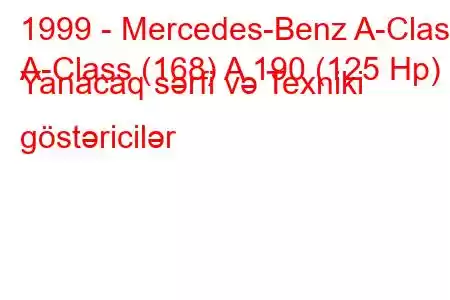 1999 - Mercedes-Benz A-Class
A-Class (168) A 190 (125 Hp) Yanacaq sərfi və Texniki göstəricilər