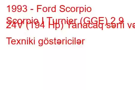 1993 - Ford Scorpio
Scorpio I Turnier (GGE) 2.9 24V (194 Hp) Yanacaq sərfi və Texniki göstəricilər