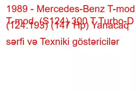 1989 - Mercedes-Benz T-mod.
T-mod. (S124) 300 T Turbo-D (124.193) (147 Hp) Yanacaq sərfi və Texniki göstəricilər