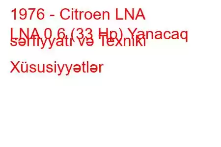 1976 - Citroen LNA
LNA 0.6 (33 Hp) Yanacaq sərfiyyatı və Texniki Xüsusiyyətlər