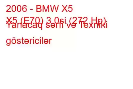 2006 - BMW X5
X5 (E70) 3.0si (272 Hp) Yanacaq sərfi və Texniki göstəricilər