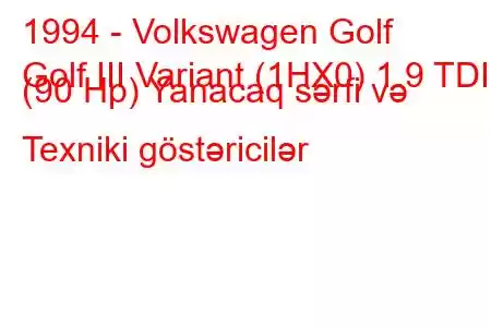 1994 - Volkswagen Golf
Golf III Variant (1HX0) 1.9 TDI (90 Hp) Yanacaq sərfi və Texniki göstəricilər