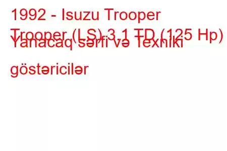 1992 - Isuzu Trooper
Trooper (LS) 3.1 TD (125 Hp) Yanacaq sərfi və Texniki göstəricilər