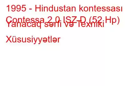 1995 - Hindustan kontessası
Contessa 2.0 ISZ D (52 Hp) Yanacaq sərfi və Texniki Xüsusiyyətlər