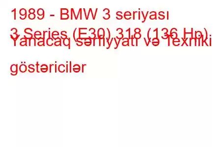 1989 - BMW 3 seriyası
3 Series (E30) 318 (136 Hp) Yanacaq sərfiyyatı və Texniki göstəricilər