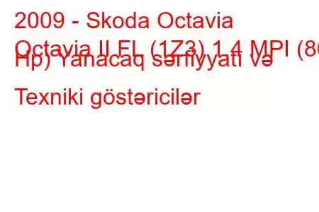 2009 - Skoda Octavia
Octavia II FL (1Z3) 1.4 MPI (80 Hp) Yanacaq sərfiyyatı və Texniki göstəricilər