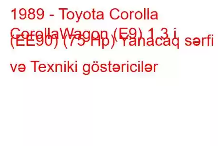 1989 - Toyota Corolla
CorollaWagon (E9) 1.3 i (EE90) (75 Hp) Yanacaq sərfi və Texniki göstəricilər