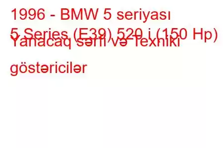 1996 - BMW 5 seriyası
5 Series (E39) 520 i (150 Hp) Yanacaq sərfi və Texniki göstəricilər