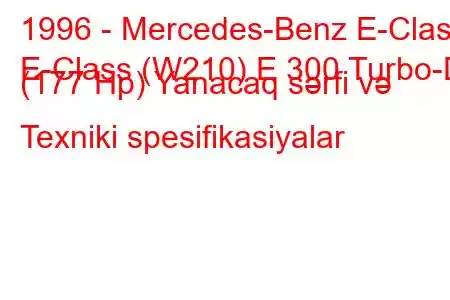 1996 - Mercedes-Benz E-Class
E-Class (W210) E 300 Turbo-D (177 Hp) Yanacaq sərfi və Texniki spesifikasiyalar