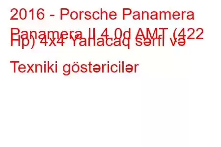 2016 - Porsche Panamera
Panamera II 4.0d AMT (422 Hp) 4x4 Yanacaq sərfi və Texniki göstəricilər