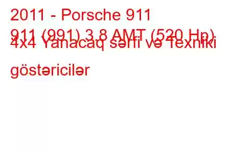 2011 - Porsche 911
911 (991) 3.8 AMT (520 Hp) 4x4 Yanacaq sərfi və Texniki göstəricilər